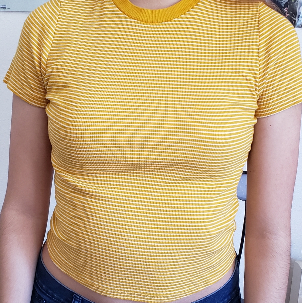 Heart & Hips Yellow and White Striped Shirt